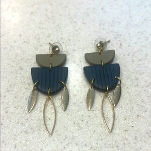 Geometric Earrings in Green and Gold